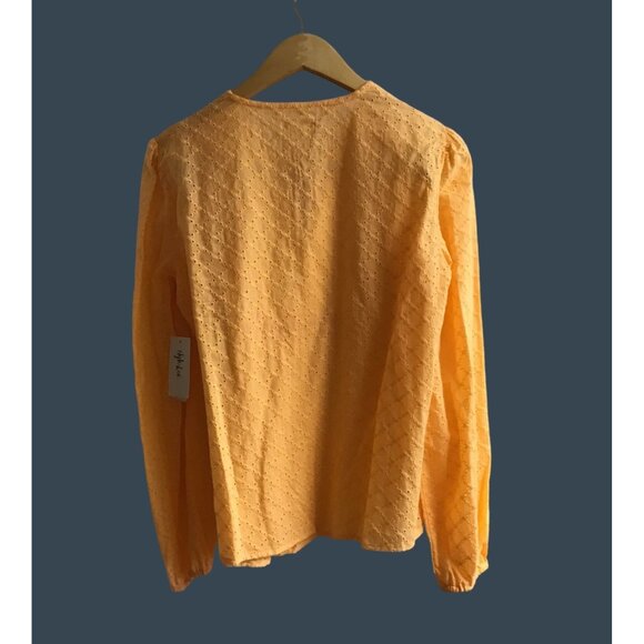 STYLE & CO-WOMEN'S ORANGE 100% COTTON LIGHT LONG SLEEVE TOP SIZE SMALL-NWT - Picture 2 of 7